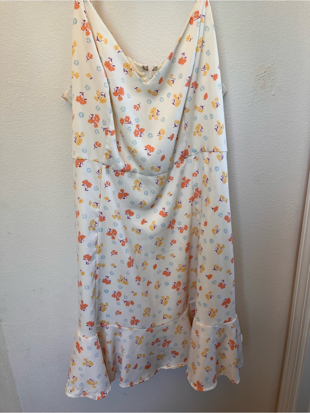 ModCloth Cream Floral Sundress with Orange, Yellow & Purple Accents